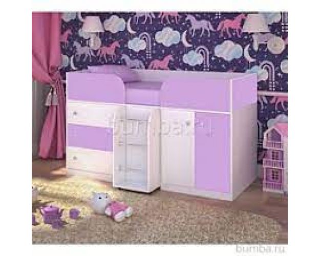 Кровать-чердак Малыш-4 Дуб молочный/Ирис